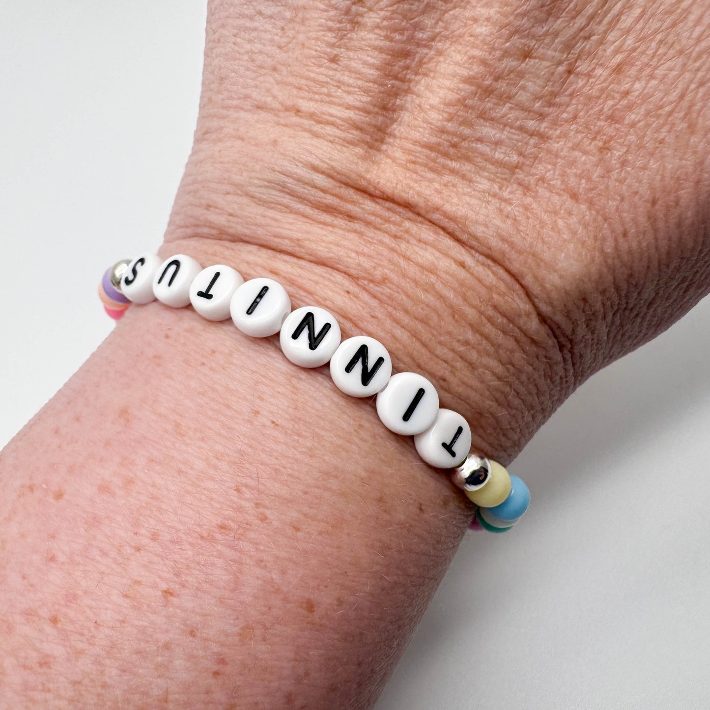 TINNITUS Medical Alert Bracelet - Acrylic Letter Beads