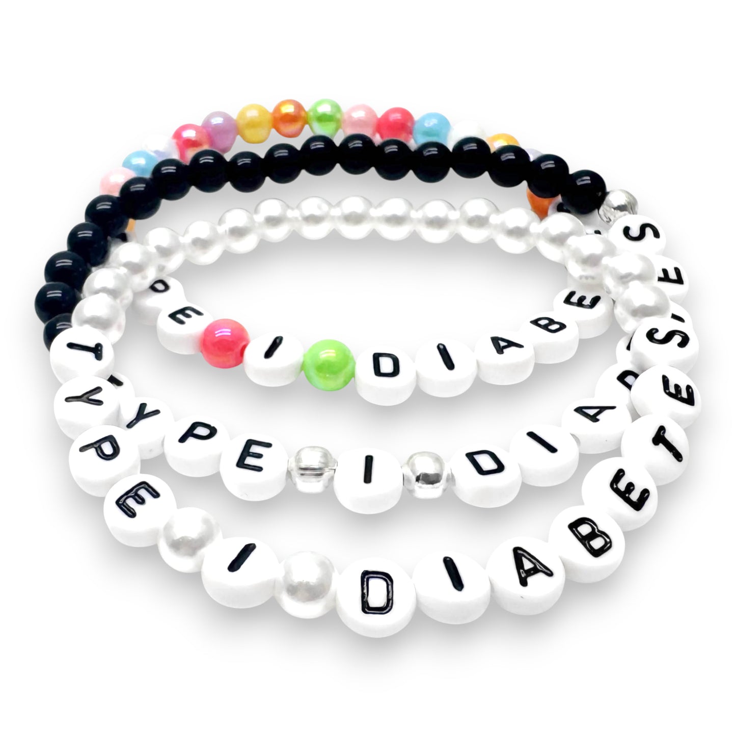 TYPE 1 DIABETES Medical Alert Bracelet - Acrylic Letter Beads