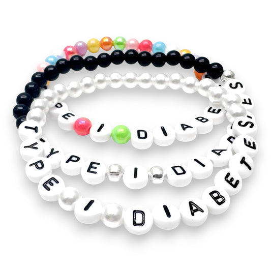 TYPE 1 DIABETES Medical Alert Bracelet - Acrylic Letter Beads