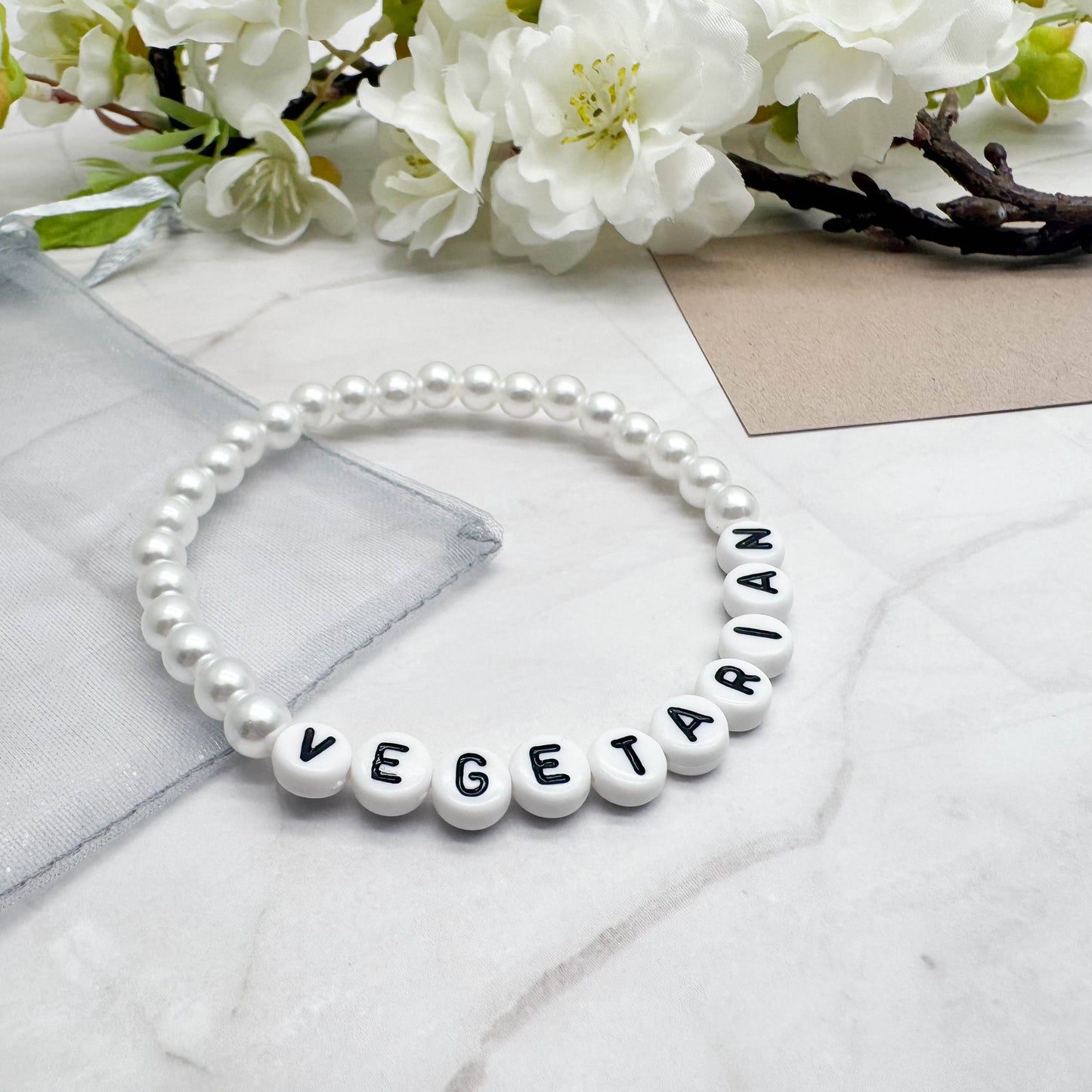 VEGETARIAN Awareness Bracelet - Acrylic Letter Beads