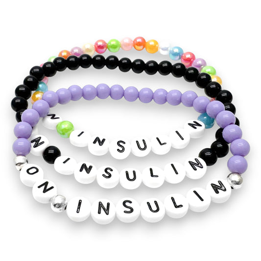 ON INSULIN Medical Alert Bracelet - Acrylic Letter Beads