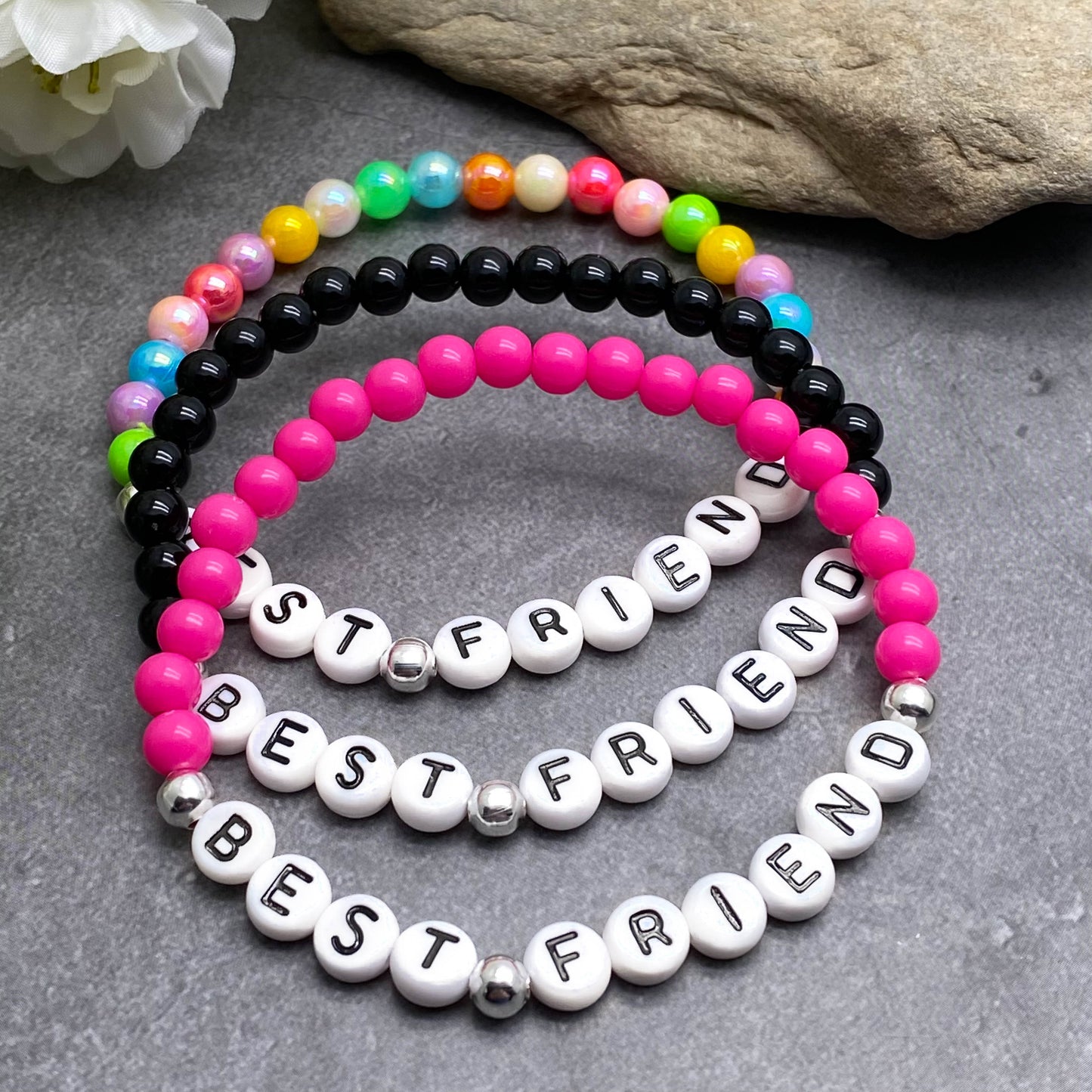 BEST FRIEND Message Bracelet - Acrylic Letter Beads