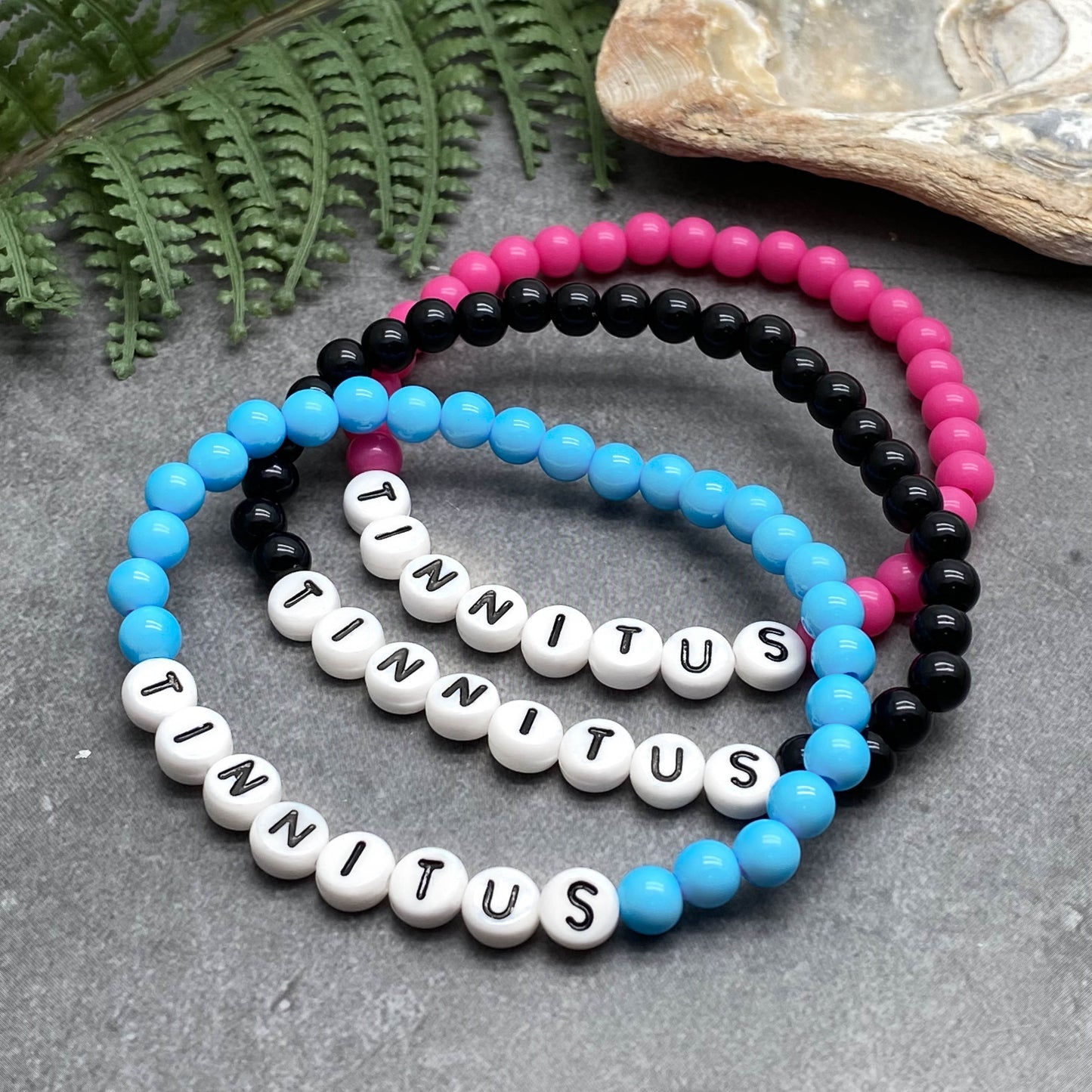 TINNITUS Medical Alert Bracelet - Acrylic Letter Beads