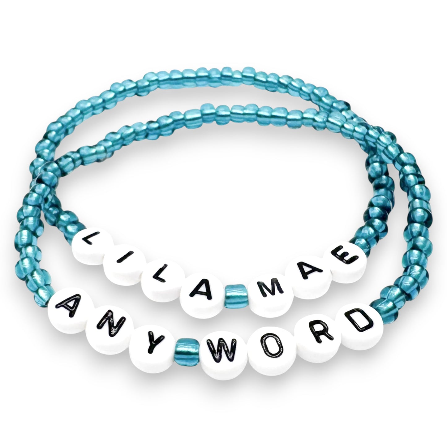 PERSONALISED Bead Bracelet - Teal Green Seed Beads