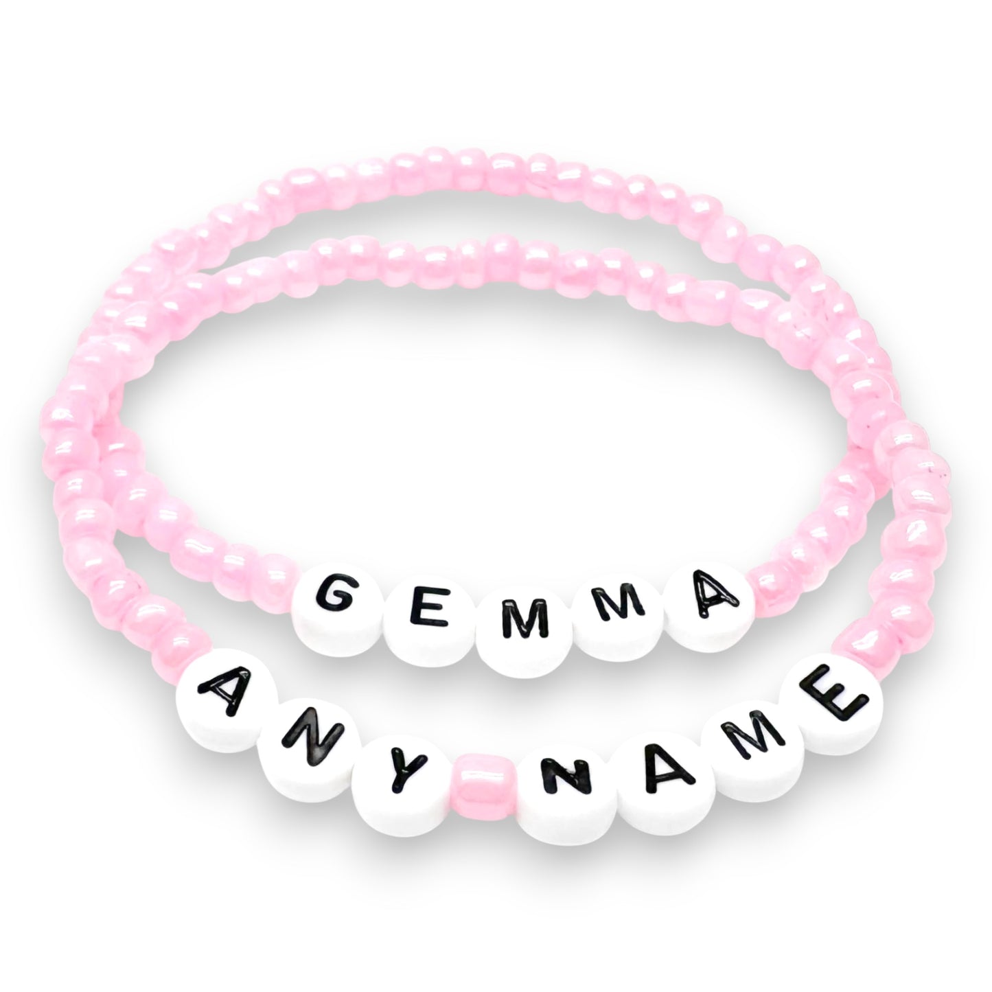 PERSONALISED Bead Bracelet - Baby Pink Seed Beads
