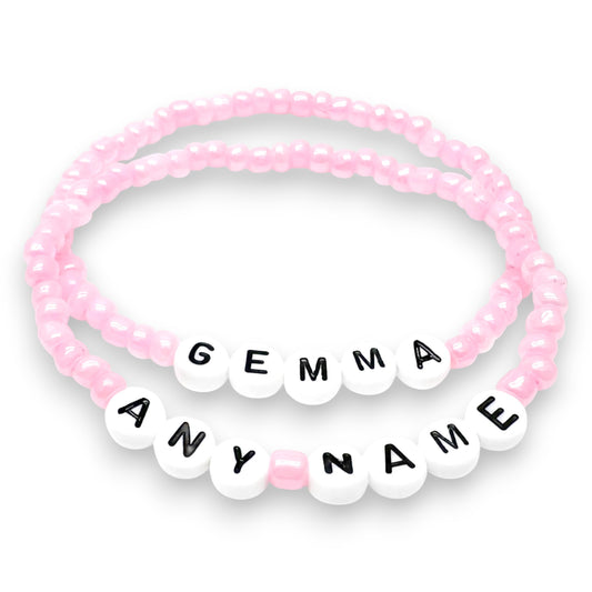 PERSONALISED Bead Bracelet - Baby Pink Seed Beads