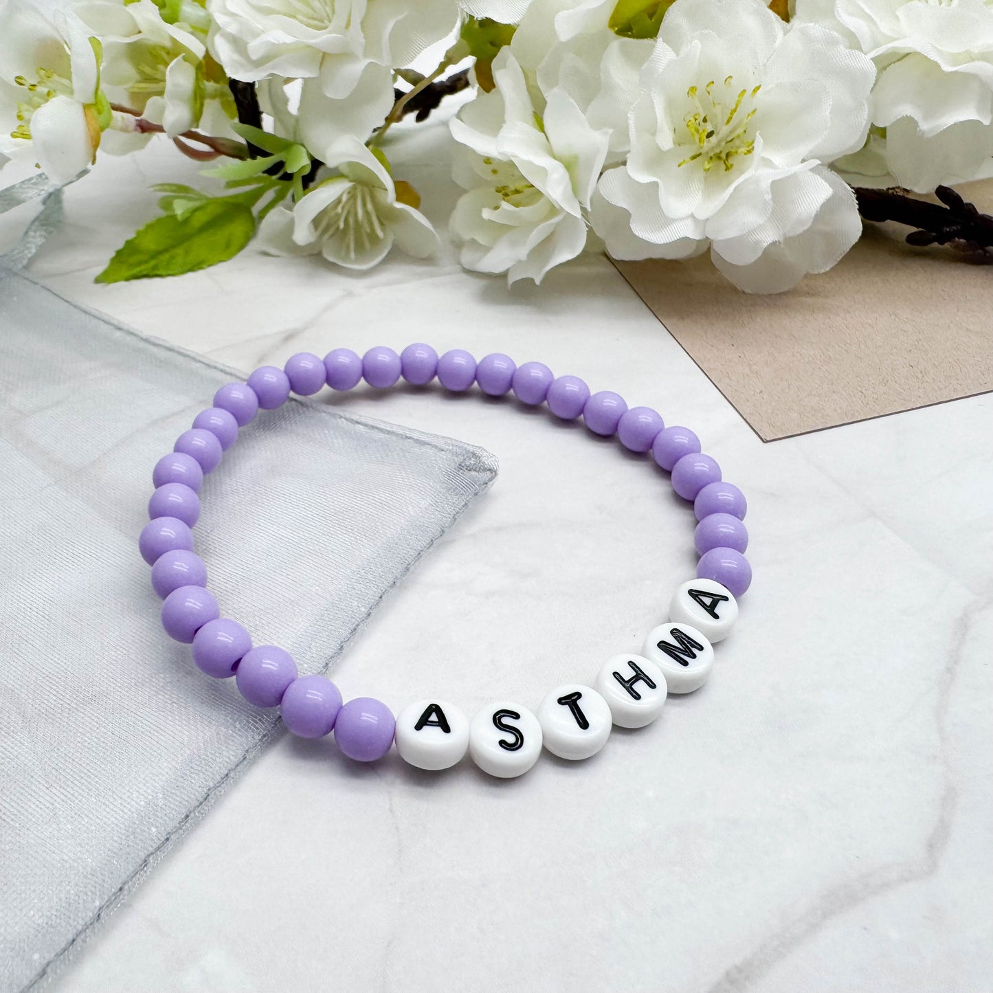 ASTHMA Medical Alert Bracelet - Acrylic Letter Beads