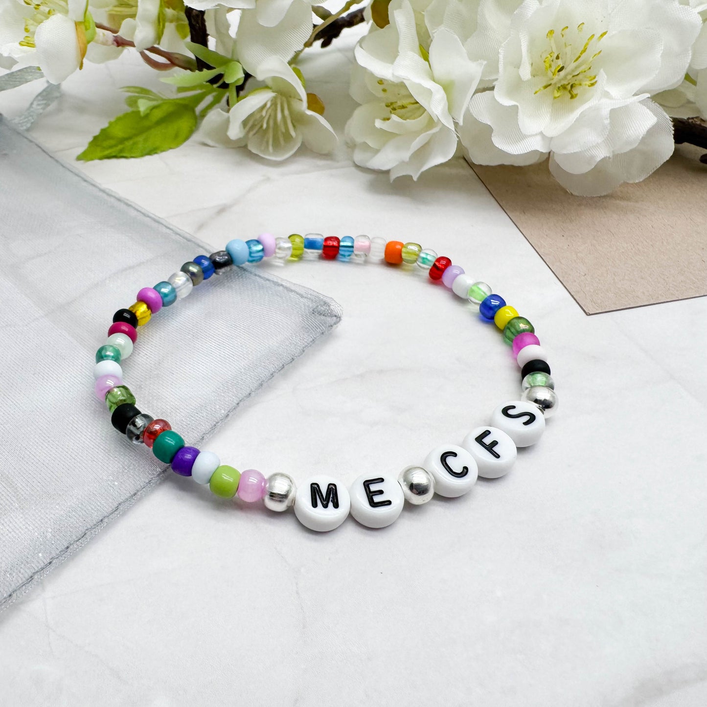 ME CFS Medical Alert Bracelet - Glass Seed Beads
