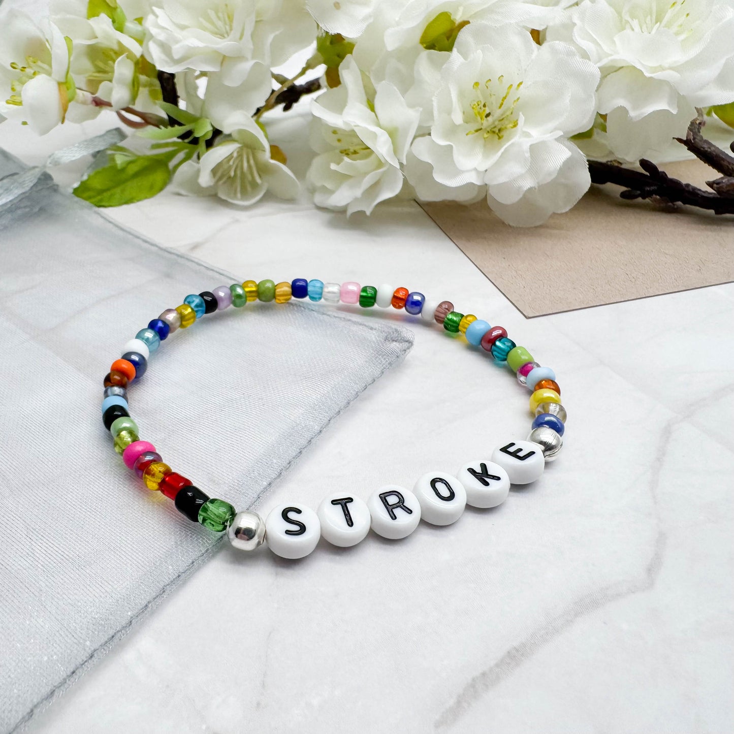 STROKE Medical Alert Bracelet - Glass Seed Beads