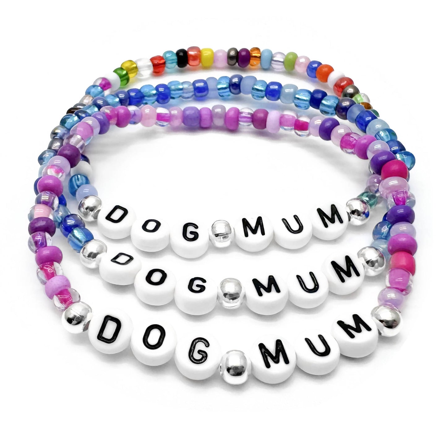 DOG MUM Message Bracelet - Glass Seed Beads