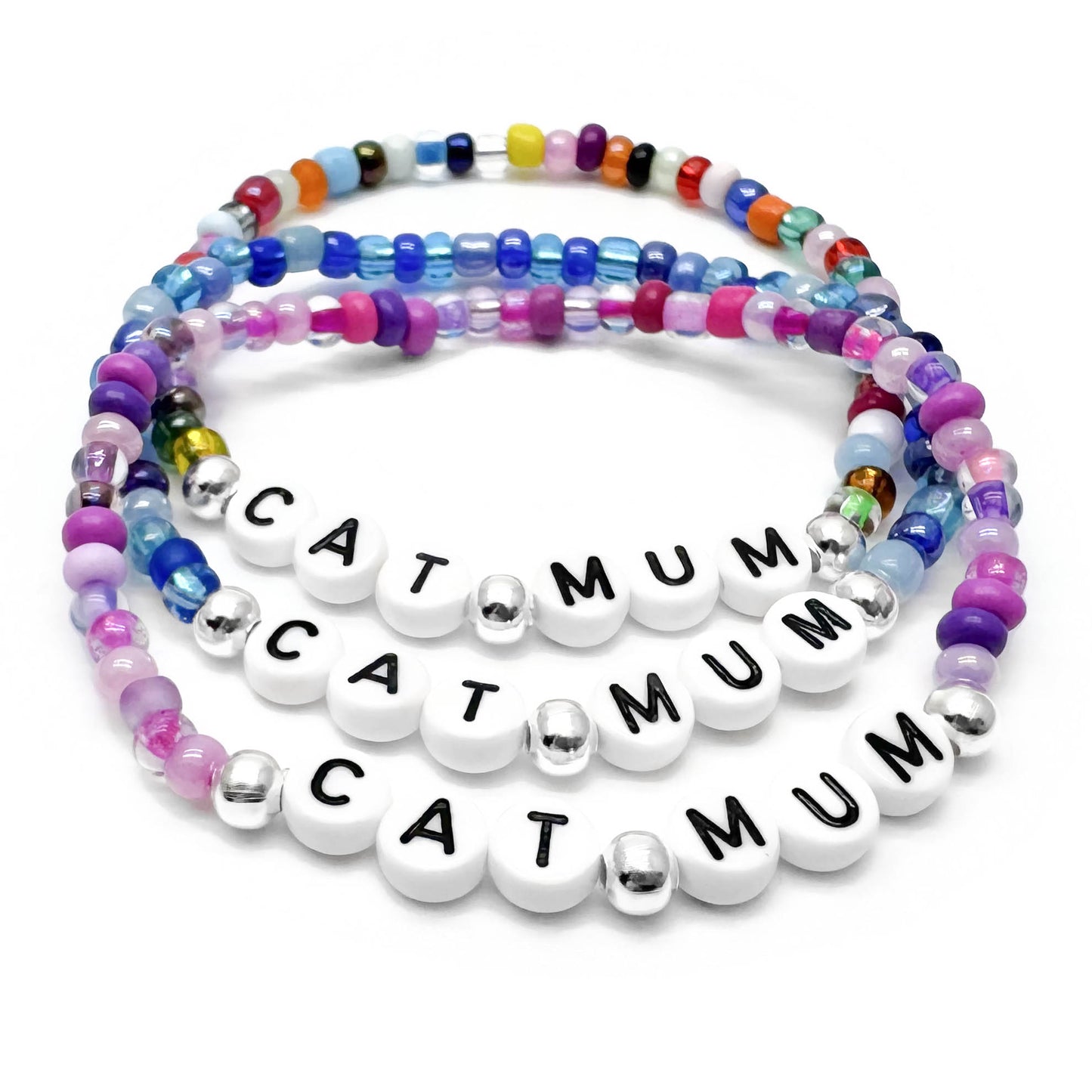 CAT MUM Message Bracelet - Glass Seed Beads