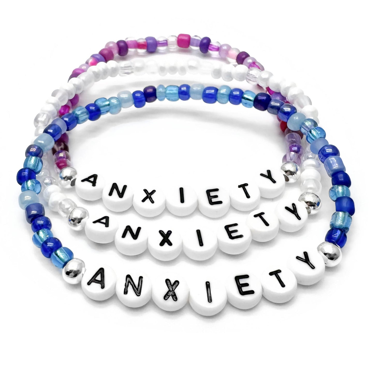 ANXIETY Medical Alert Bracelet - Glass Seed Beads