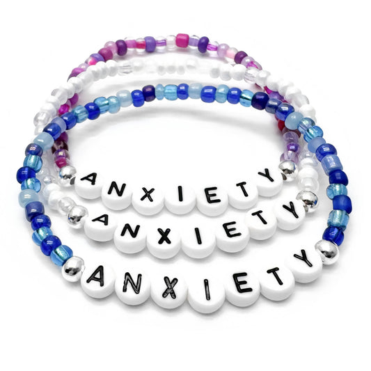 ANXIETY Medical Alert Bracelet - Glass Seed Beads