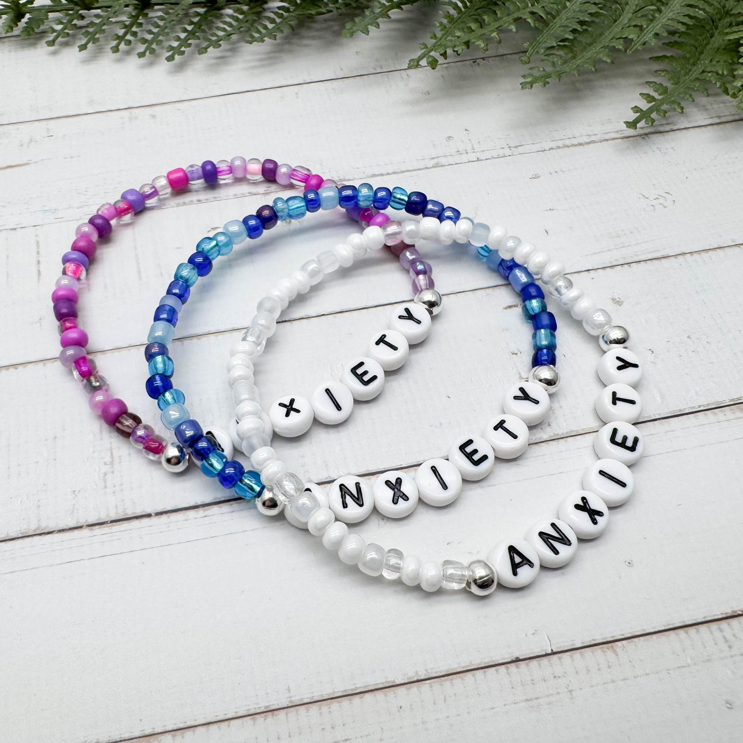 ANXIETY Medical Alert Bracelet - Glass Seed Beads