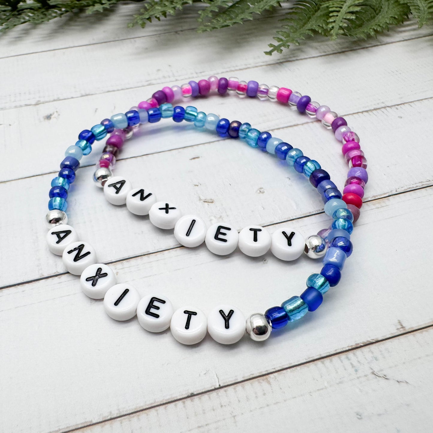 ANXIETY Medical Alert Bracelet - Glass Seed Beads