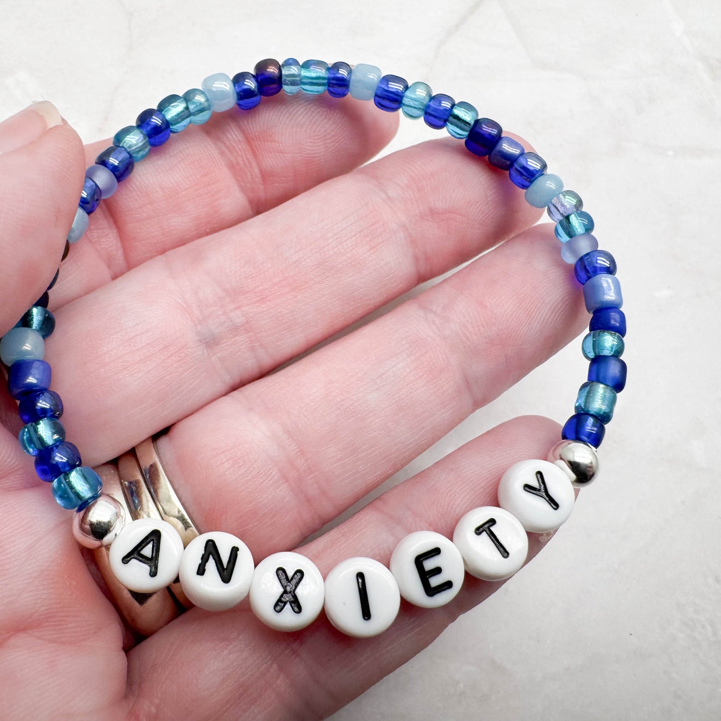 ANXIETY Medical Alert Bracelet - Glass Seed Beads