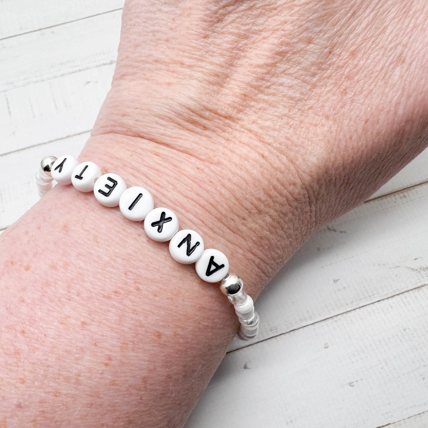 ANXIETY Medical Alert Bracelet - Glass Seed Beads