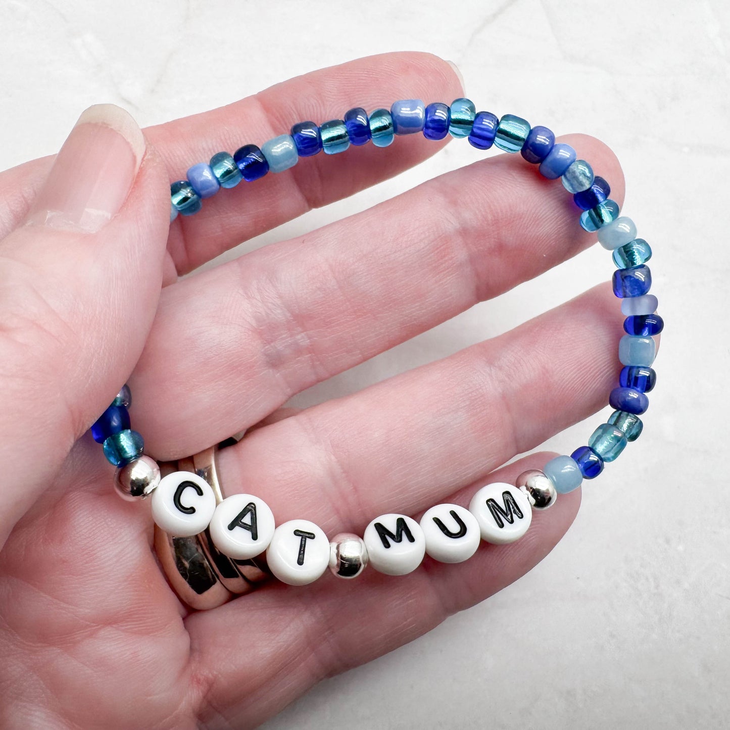 CAT MUM Message Bracelet - Glass Seed Beads