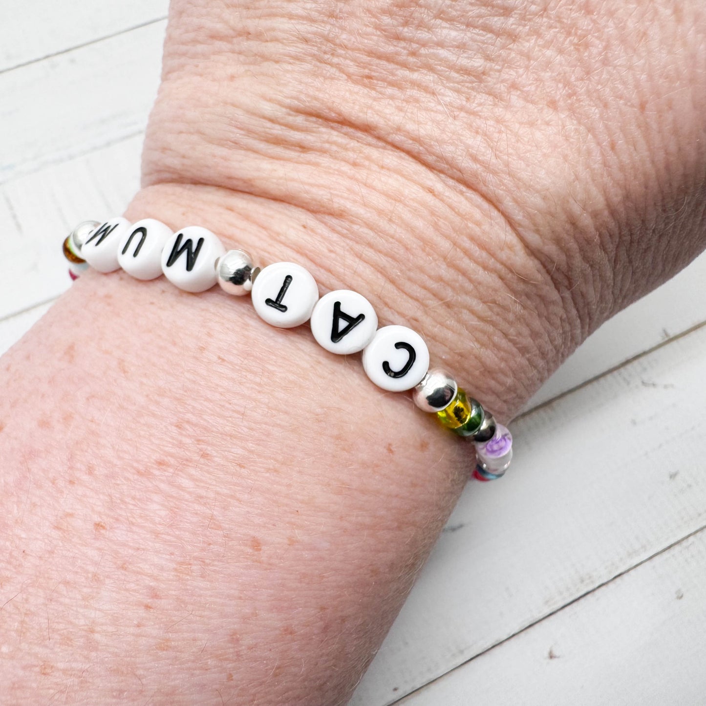 CAT MUM Message Bracelet - Glass Seed Beads
