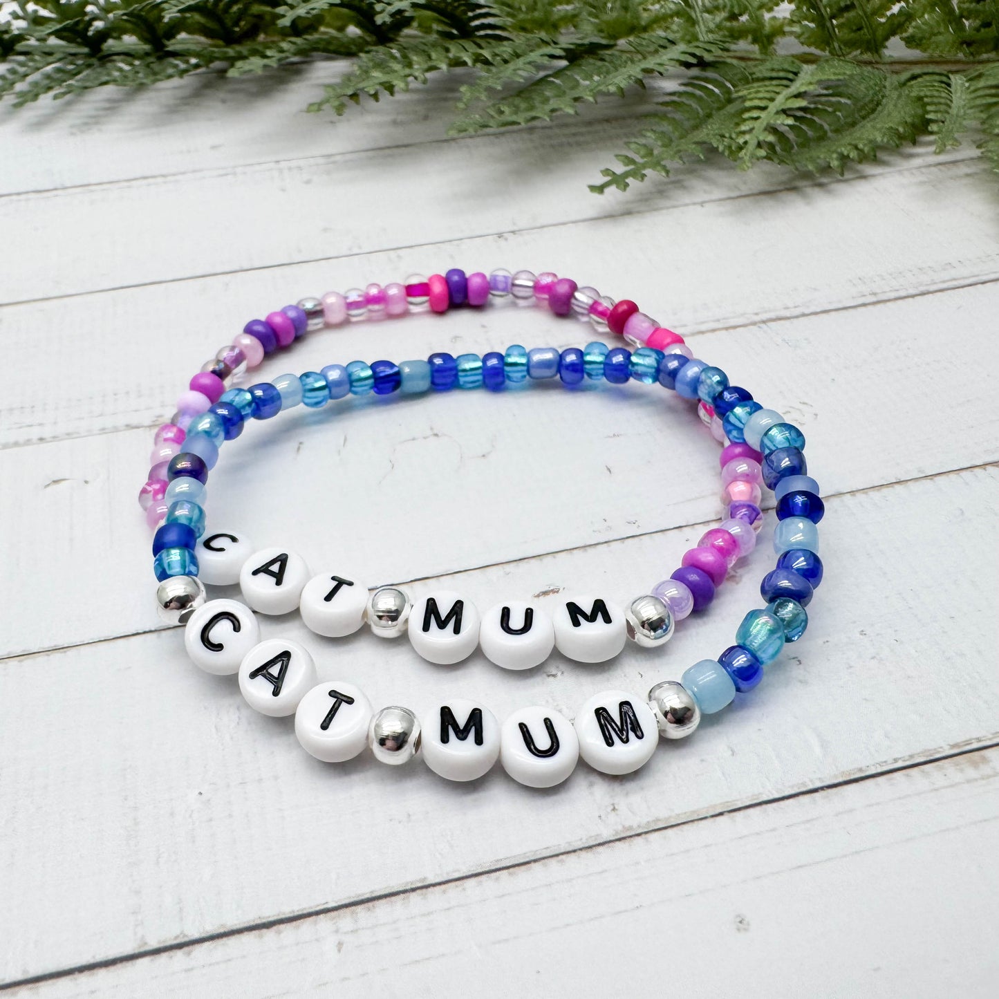 CAT MUM Message Bracelet - Glass Seed Beads