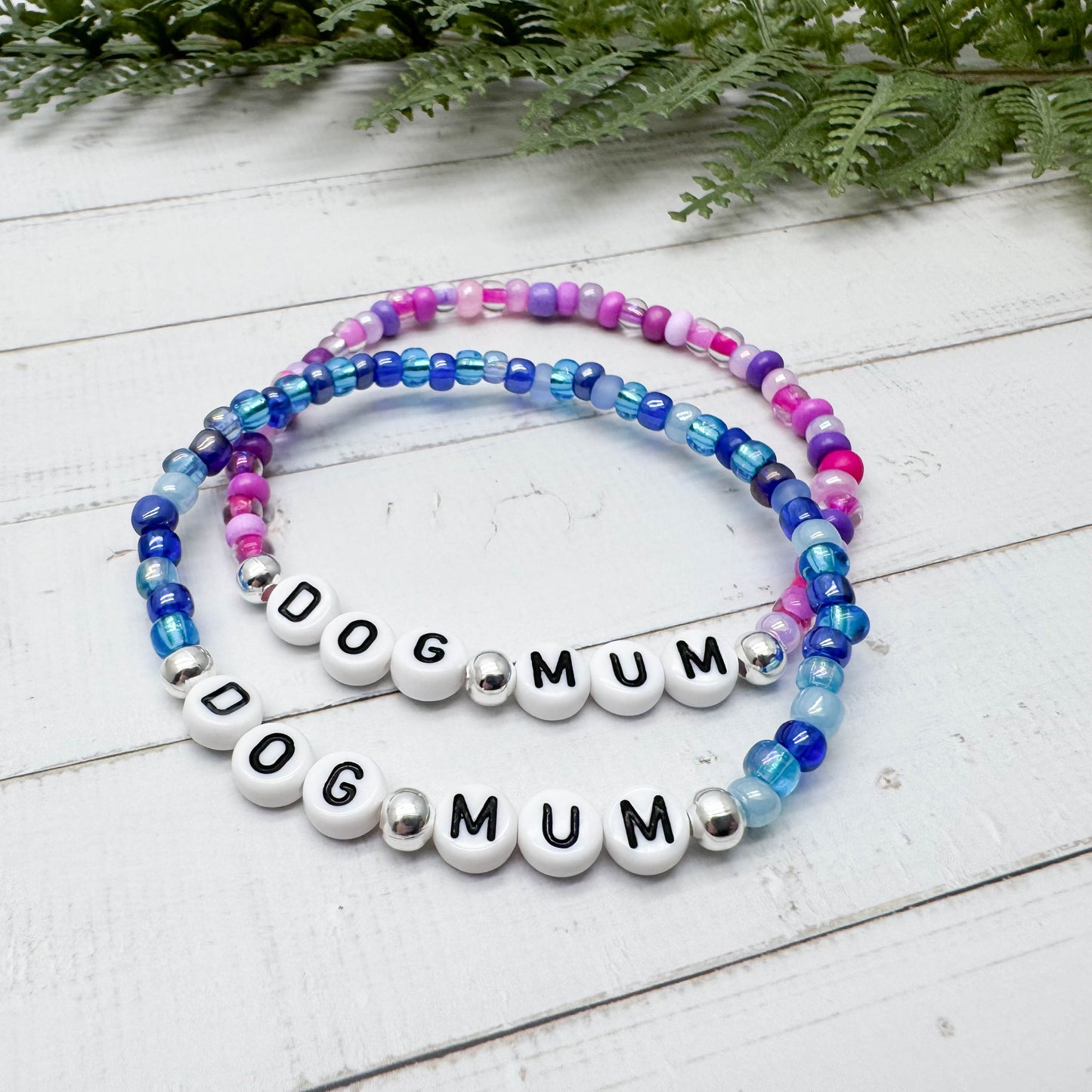 DOG MUM Message Bracelet - Glass Seed Beads