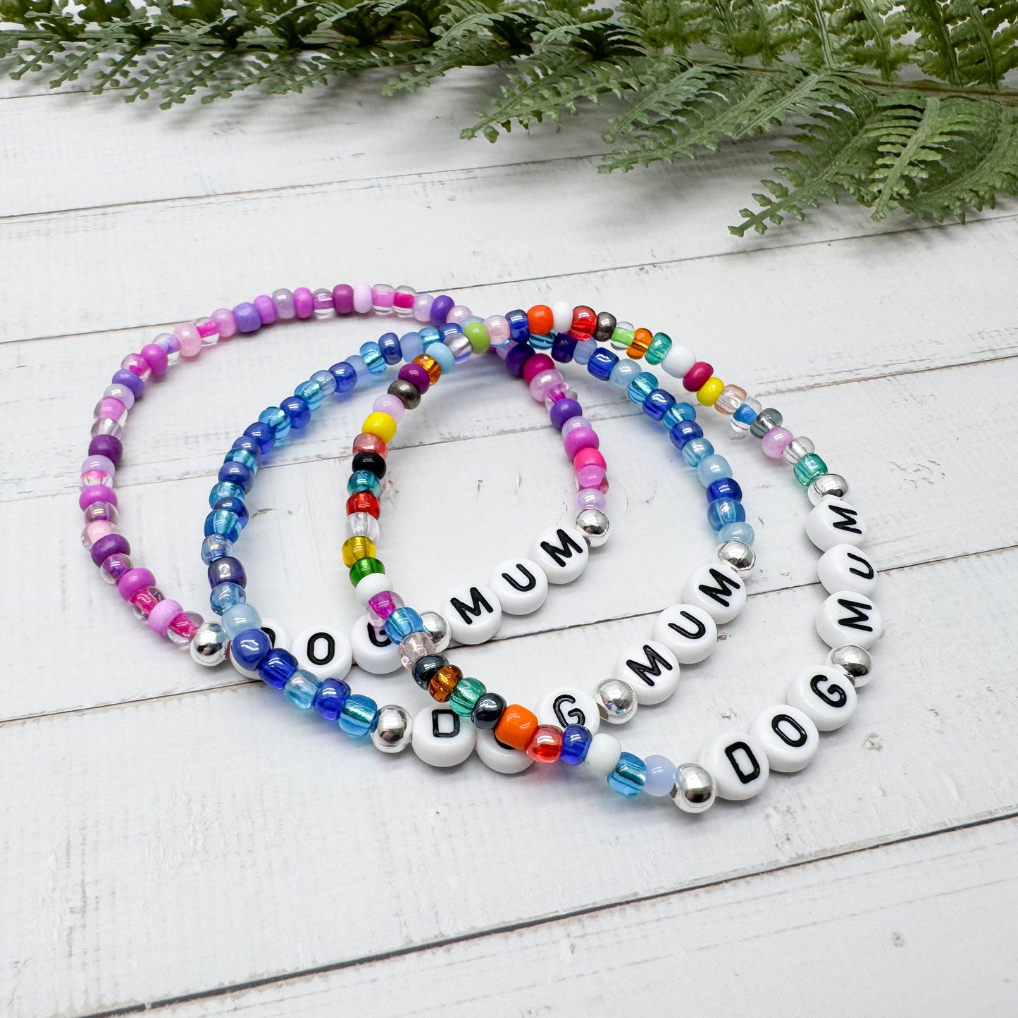 DOG MUM Message Bracelet - Glass Seed Beads