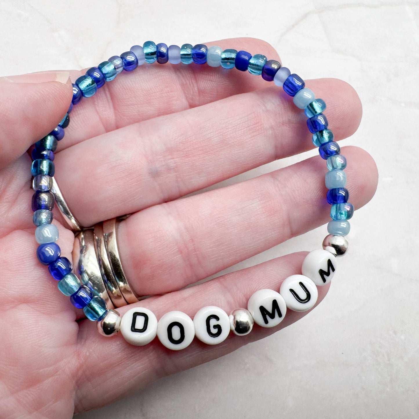 DOG MUM Message Bracelet - Glass Seed Beads