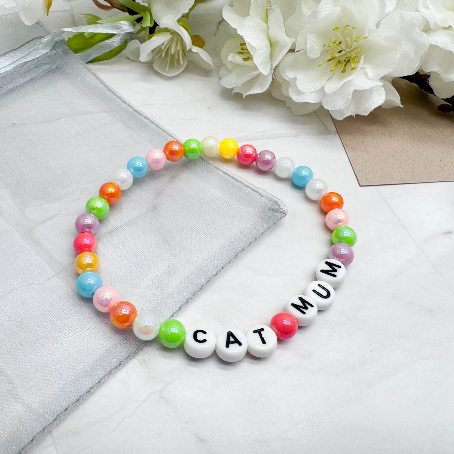 CAT MUM Message Bracelet - Acrylic Letter Beads