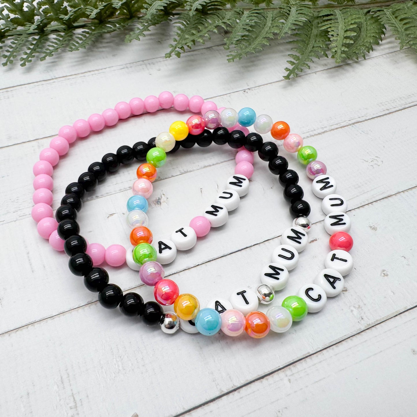 CAT MUM Message Bracelet - Acrylic Letter Beads
