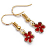 Tiny Red Flower Charm Earrings