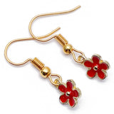 Tiny Red Flower Charm Earrings