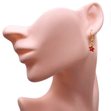 Tiny Red Flower Charm Earrings