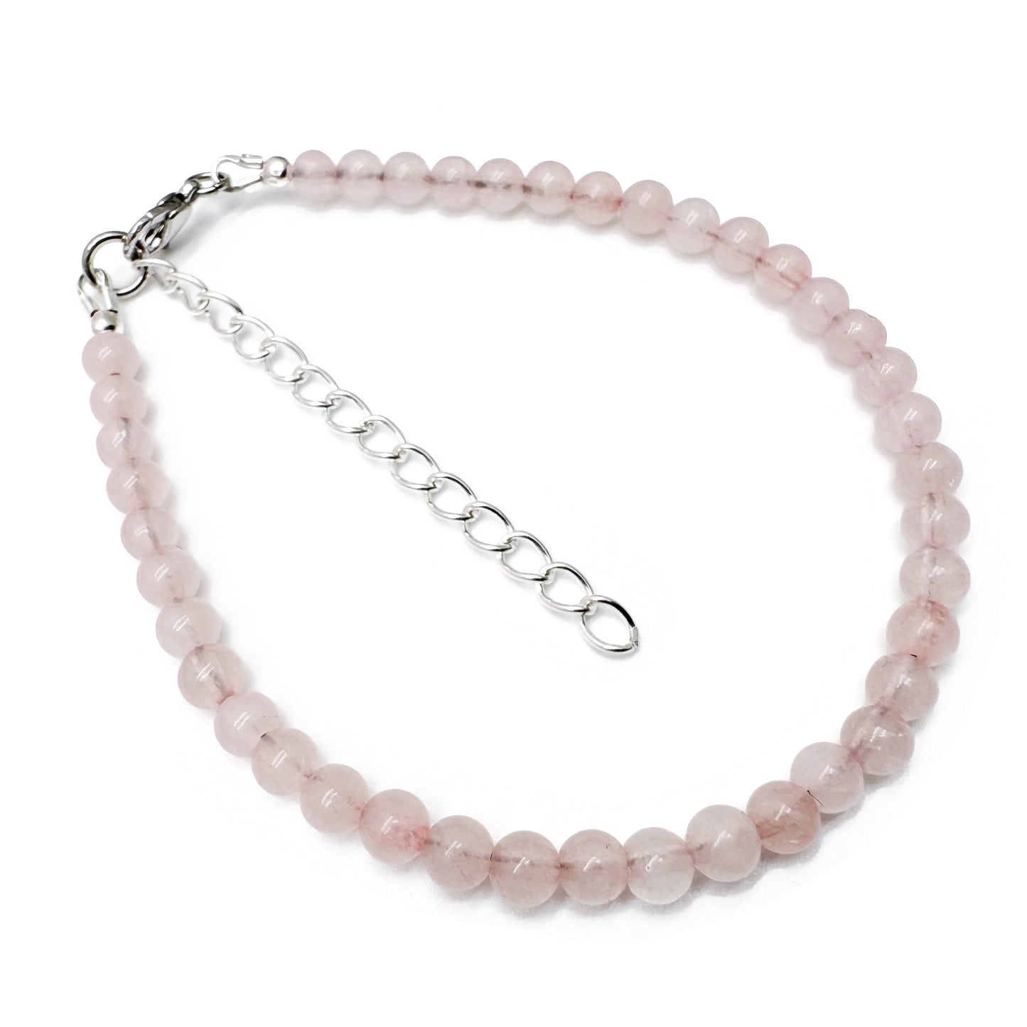 Rose Quartz Beaded Plus Size Bracelet, Adjustable