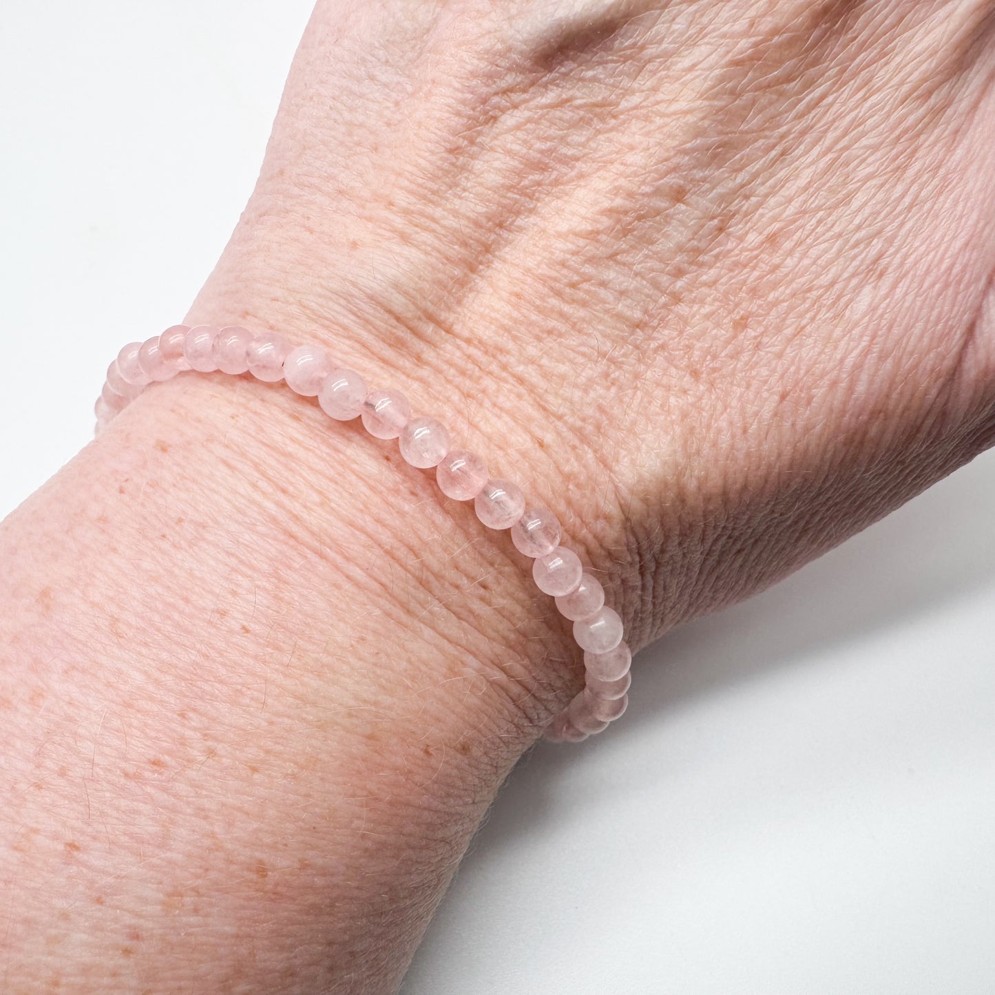 Rose Quartz Beaded Plus Size Bracelet, Adjustable
