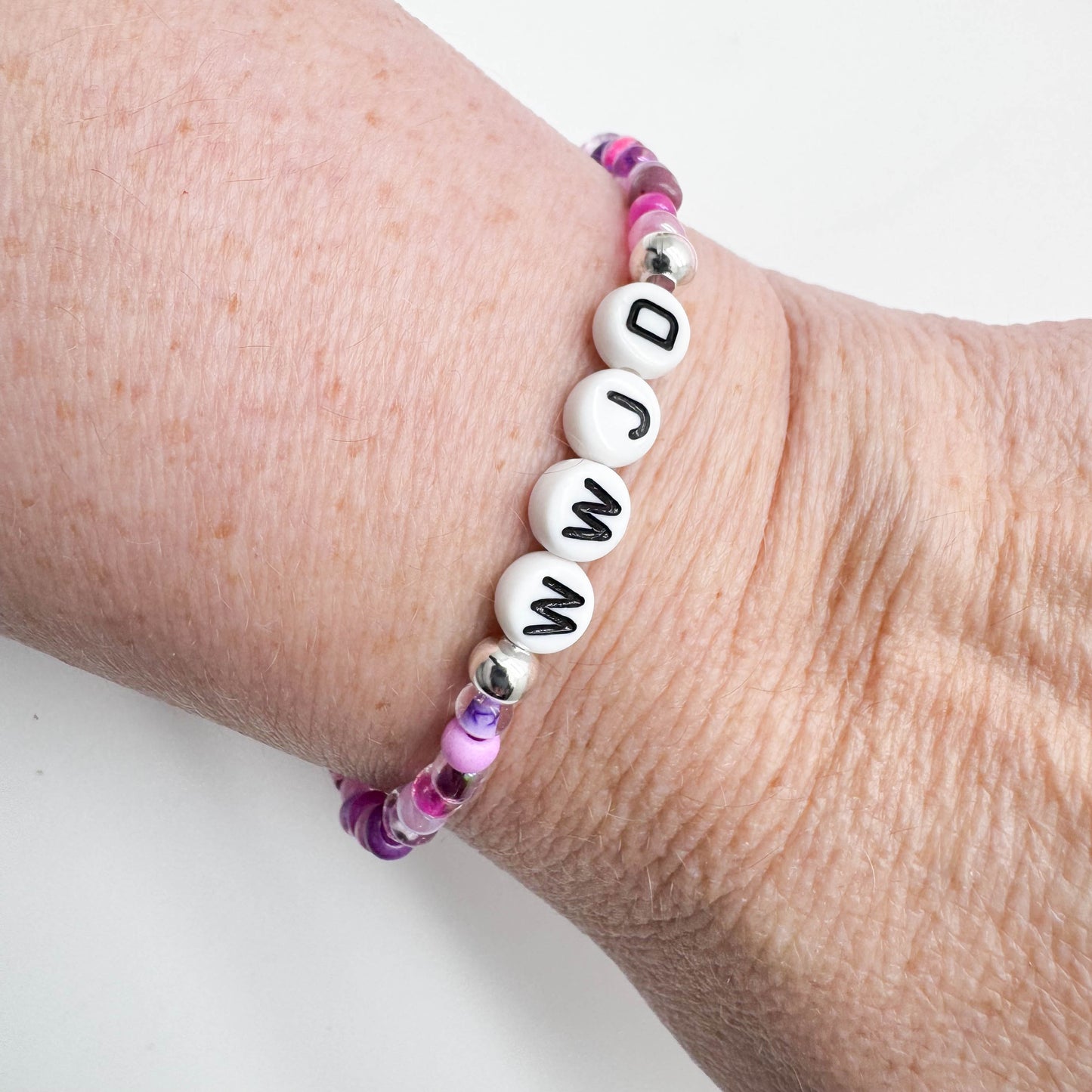 WWJD Message Bracelet - Glass Seed Beads