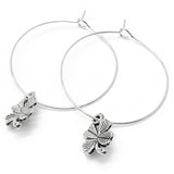 Lucky Clover Charm Silver Plated Hoops : 35mm Diameter