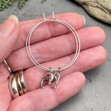 Dolphin Charm Silver Plated Hoop Earrings : 35mm Diameter