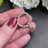 Star Charm Stretch Ring with Silver Plated Beads