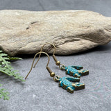 Crocodile Charm Earrings, Antique Bronze Tone Metal Charms