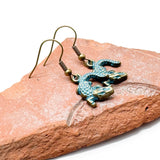 Crocodile Charm Earrings, Antique Bronze Tone Metal Charms