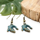 Crocodile Charm Earrings, Antique Bronze Tone Metal Charms