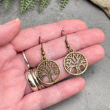 Tree of Life Earrings, Spiritual Antique Bronze Tone Charms