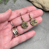 Pinky Promise Charm Earrings, Antique Bronze Tone Charms