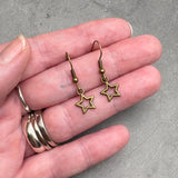 Star Bead Dangly Earrings, Antique Bronze Style Charms