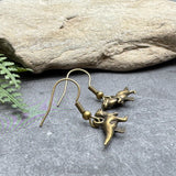 Dinosaur Charm Earrings, Antique Bronze Tone Charms