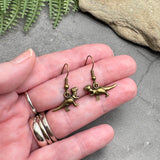 Dinosaur Charm Earrings, Antique Bronze Tone Charms