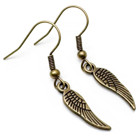 Angel Wings Earrings, Antique Bronze Tone Charms