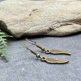 Angel Wings Earrings, Antique Bronze Tone Charms