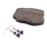 Purple Bead Earrings with Small Faceted Glass Beads