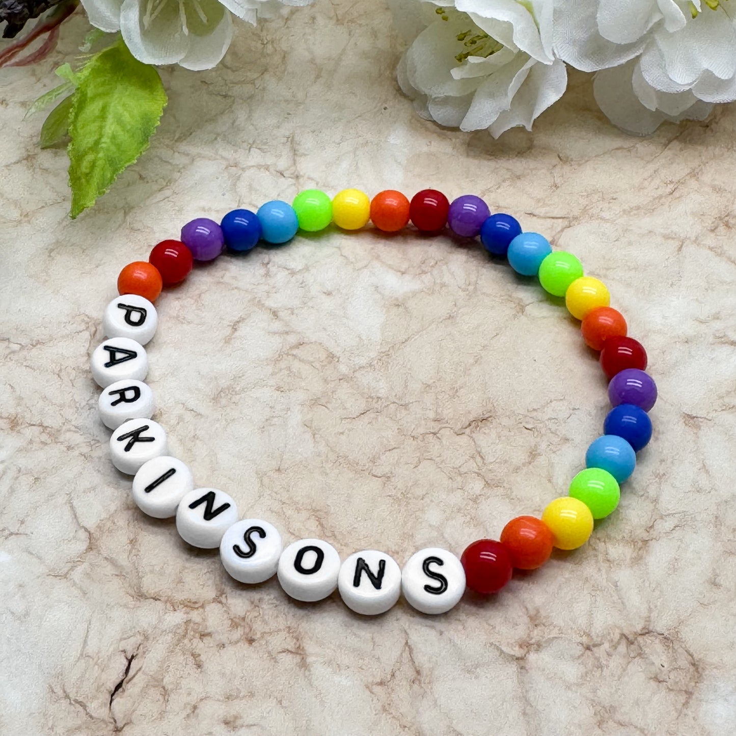 PARKINSONS Medical Alert Bracelet - Acrylic Letter Beads